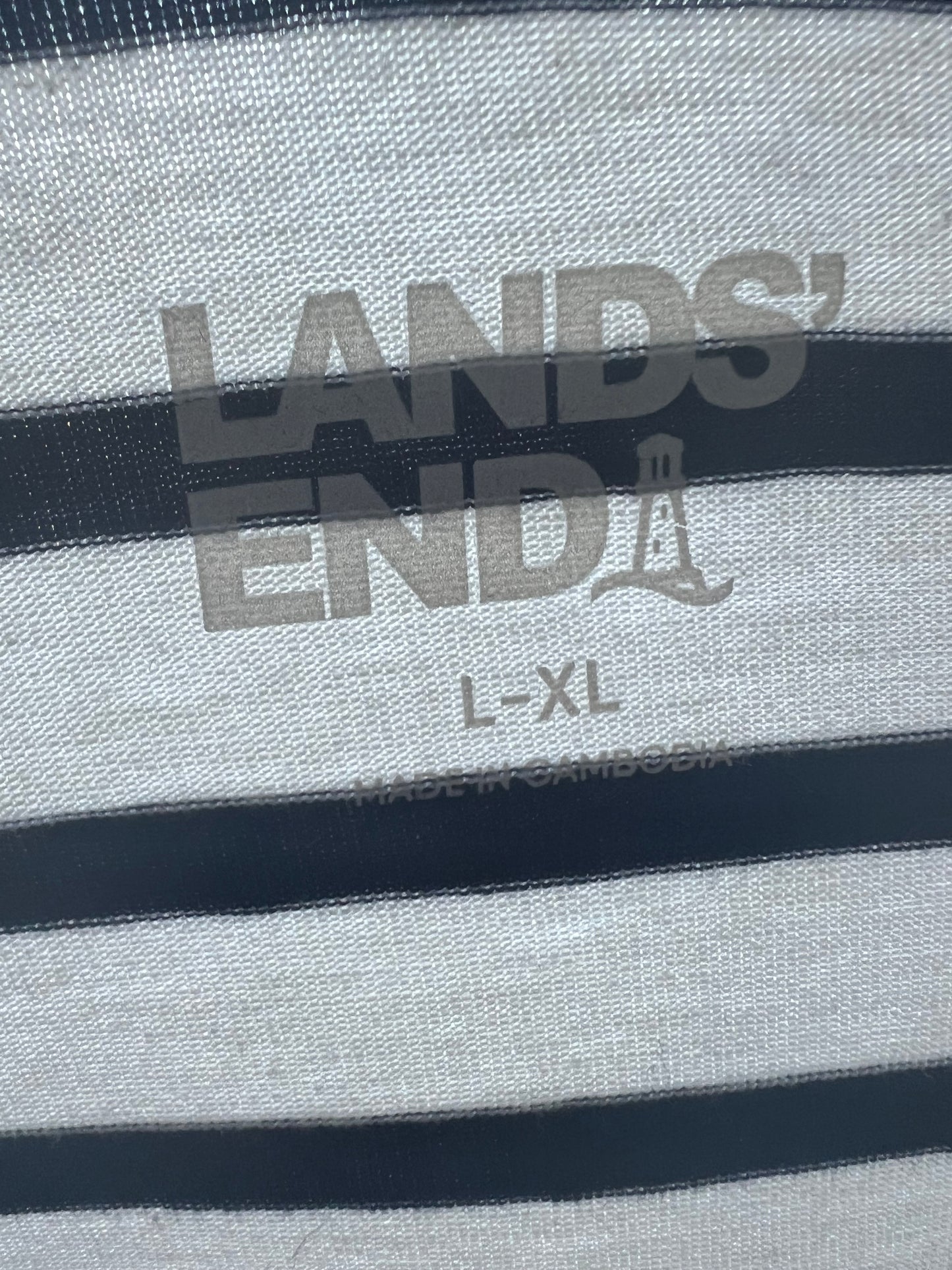 Lands End Black and White Striped EUC, Size L/XL