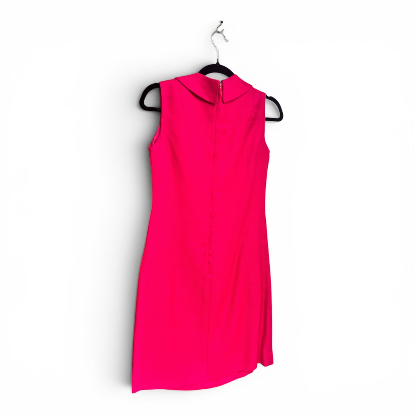 True Vintage 60s Mod Fuchsia Pink Shift Dress Cowl Neck ILGWU Union Made, Size XS