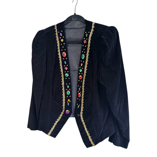 Vintage Black Velvet Blazer with Jewels, size medium