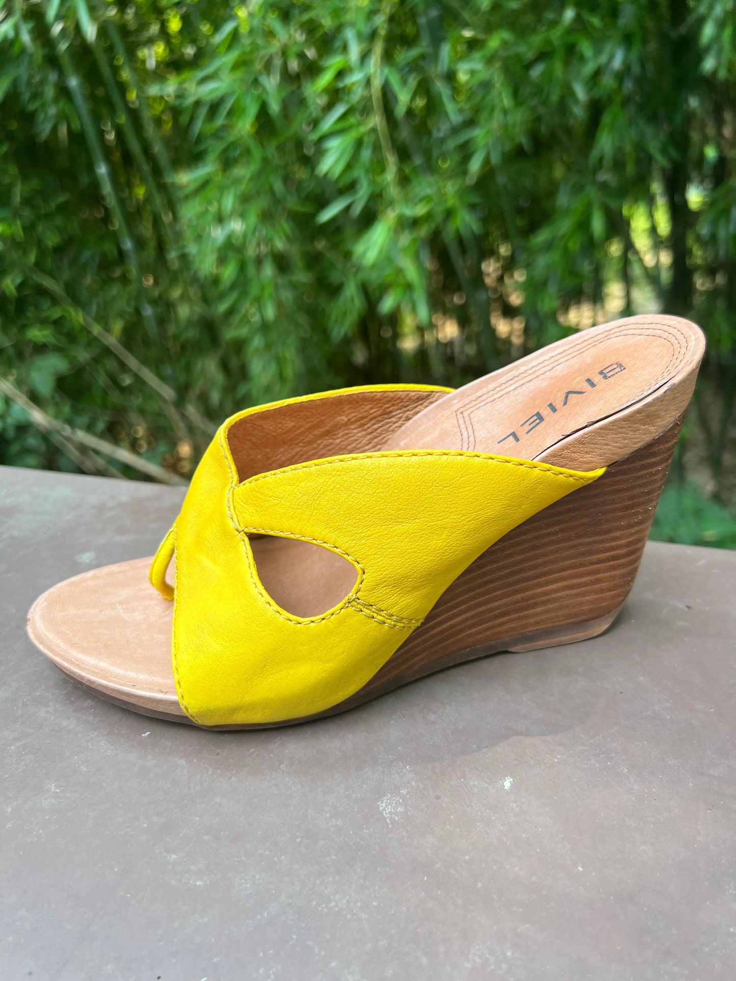 Yellow Biviel (Anthropologie) Wedge Sandals, size 8
