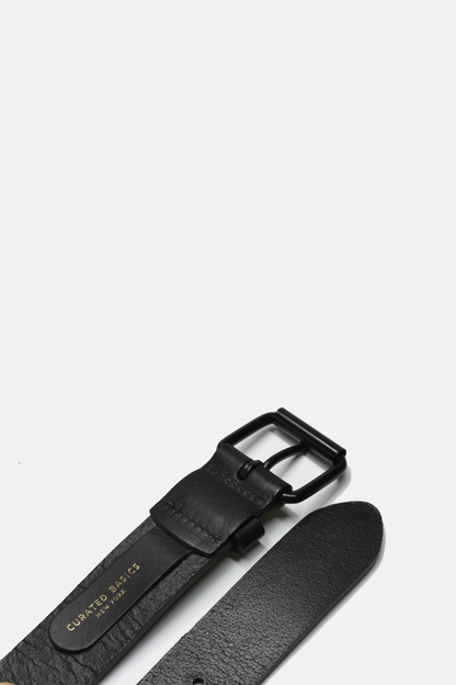 Genuine Black Leather Belt With Black Buckle, Men’s, 3 Sizes Available