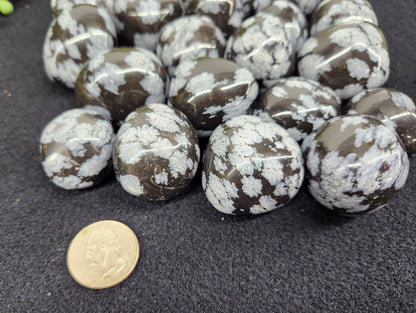 Snowflake Obsidian Tumbled Stone for Persistence in Difficult Times (+ Dirty Witch pouch!)