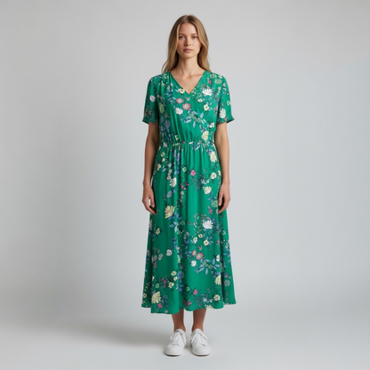 NWT Loft Green Floral Midi Dress, size 8