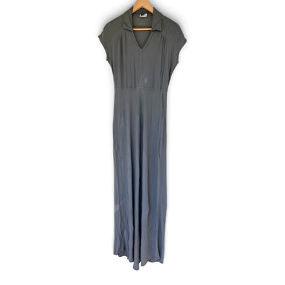 Vintage 90s Ghost London Grey Viscose Crepe Maxi Dress, Made in England, Size