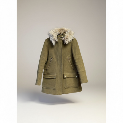 J. Crew Stadium Cloth Coat, Green, size 12