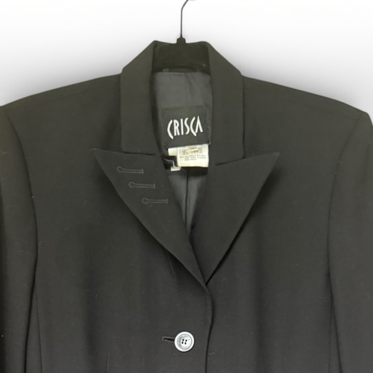 Vintage CRISCA by Escada 100% Virgin Wool Black Blazer Jacket, Size DE 36 / US S