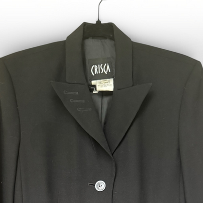 Vintage CRISCA by Escada 100% Virgin Wool Black Blazer Jacket, Size DE 36 / US S