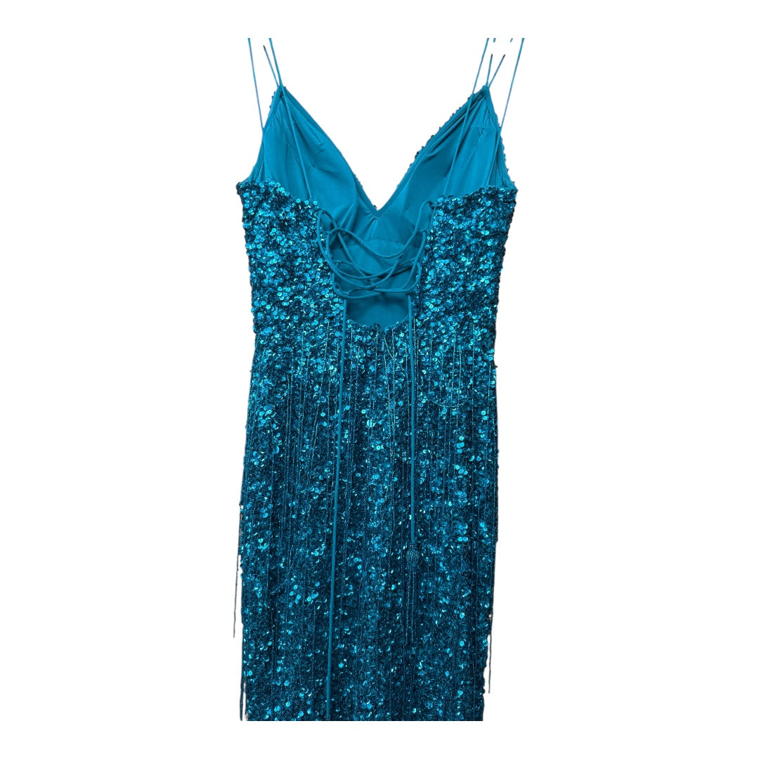 Sherri Hill Turquoise Sequined Gown, size xs