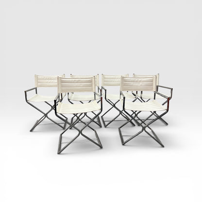 Vintage Mid Century Modern Chrome Directors Chairs 1970’s - Set of Six
