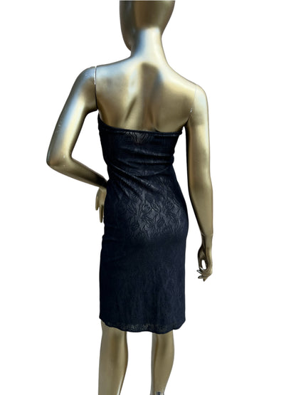 Vivienne Tam Vintage Black Lace Strapless Tube Dress, size 0