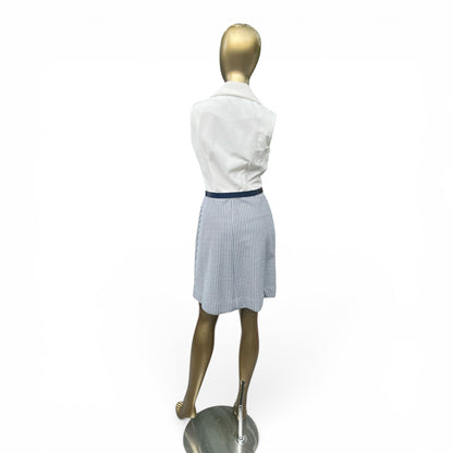Vintage 70s Trompe L’oeil Day Dress, Mod Poly Houndstooth, Size S