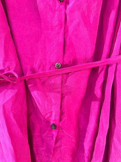 NWT Pure DKNY Magenta 100% Silk Blouse, Size L