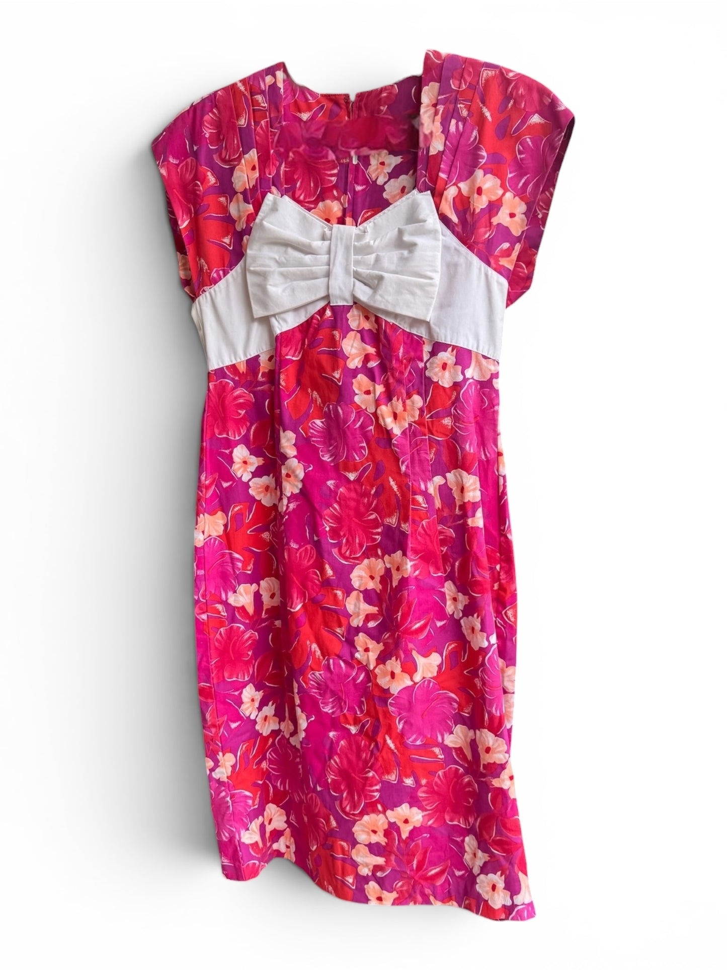 Vintage 1960s Tropical HibiscusPrint Hawaiian Dress, size s
