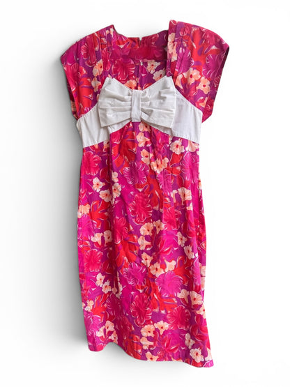 Vintage 1960s Tropical HibiscusPrint Hawaiian Dress, size s