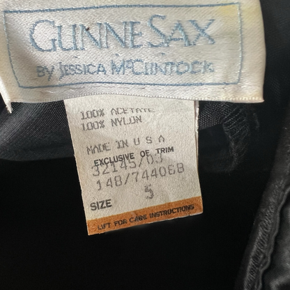 Vintage 80s Gunne Sax Jessica McClintock Black Strapless Prom Dress, Size XS