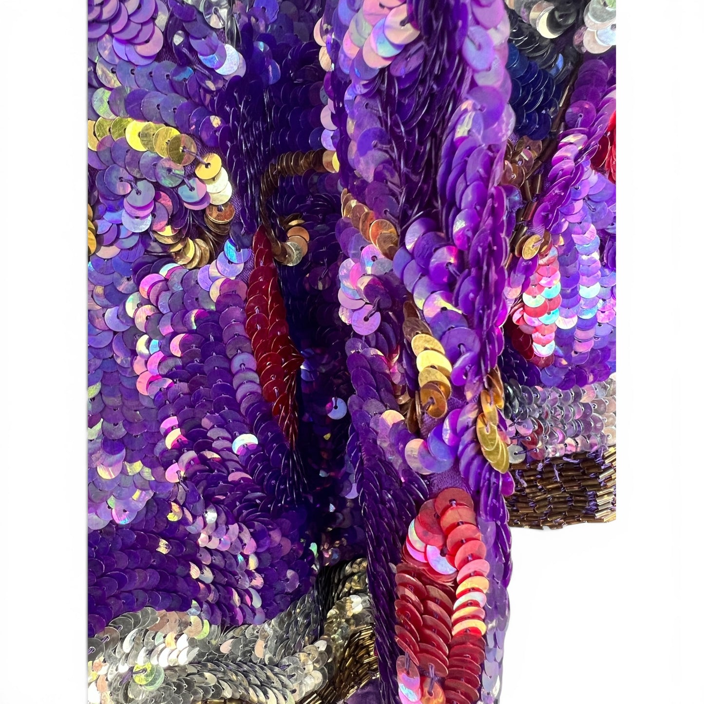 Vintage 80s Glam 100% Silk All-Over Sequined Plus Top, Size 2X