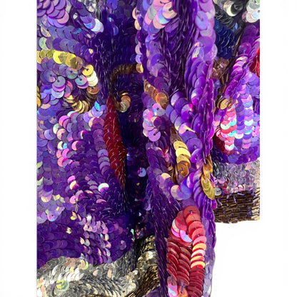 Vintage 80s Glam 100% Silk All-Over Sequined Plus Top, Size 2X