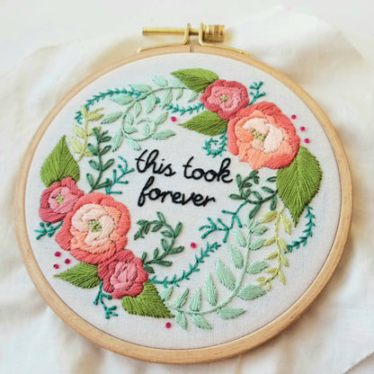 Delicate Roses “This Took Forever” Beginner Embroidery Kit