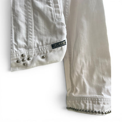 Lucky Brand White Studded Jean Jacket, size large