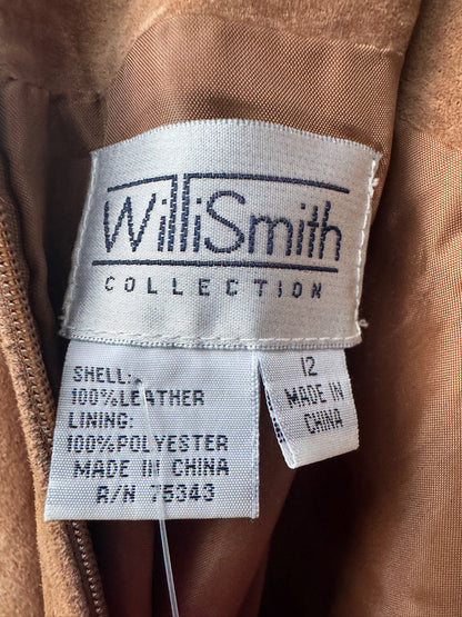 Vintage Willi Smith Real Suede Paneled Maxi Skirt - Camel Brown Vtg Size 12