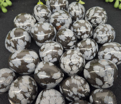 Snowflake Obsidian Tumbled Stone for Persistence in Difficult Times (+ Dirty Witch pouch!)