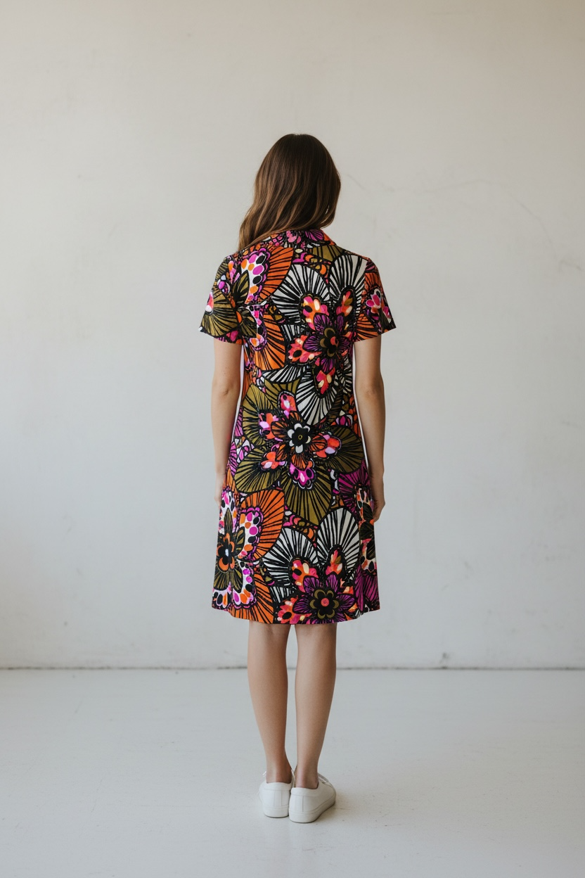 Vintage 60s/70s Neiman Marcus Bold Pattern Dress, size m