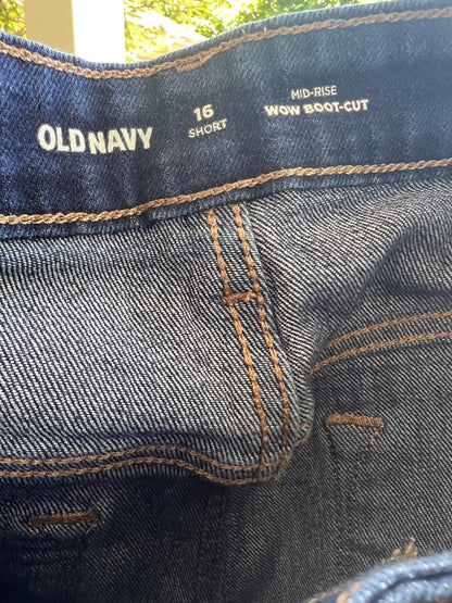 Old Navy WOW Boot-Cut Mid-Rise Blue Jeans, size 16s