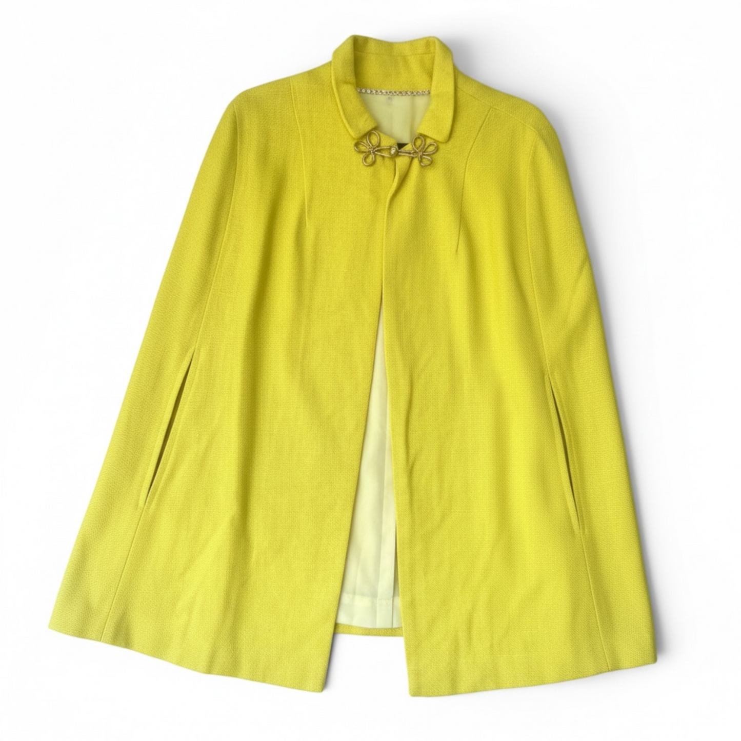 VTG 50s 60s Mod Custom Couture Swing Cape | Gold Frog Closure, Size S