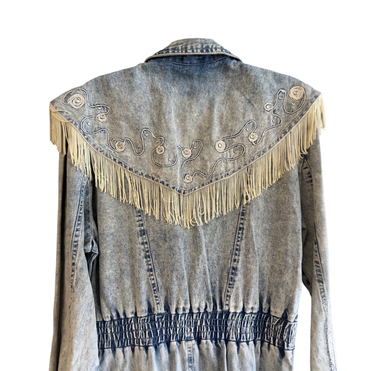 Vintage Denim Fringe Western Dress, size L