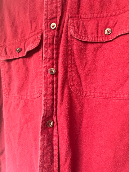 Vintage 90s Faded Glory 100% Cotton Men’s Work Shirt, Red, Size S