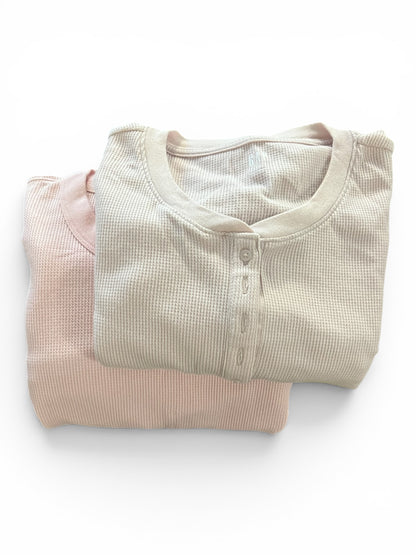 Two Gap Pink Waffle Thermal Shirts, Size L Tall