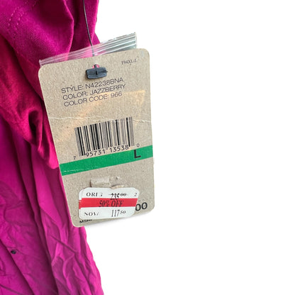 NWT Pure DKNY Magenta 100% Silk Blouse, Size L