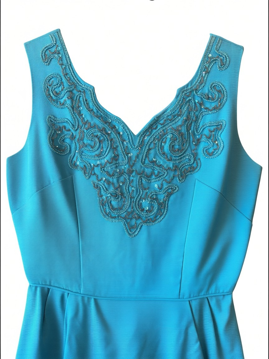 Vintage 1950’s Blue Sleeveless Cocktail Dress, size m