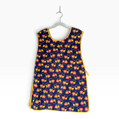 Vintage 70s Kid’s Lion Print Art Smock, Apron, 100% Cotton, Size Small
