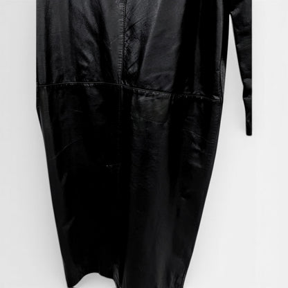 Vintage 90’s Menswear Black Leather Trench Coat, Size Large