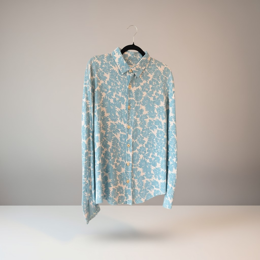NWT Sandro Paris Blue Floral Men’s Button Up Shirt, size L