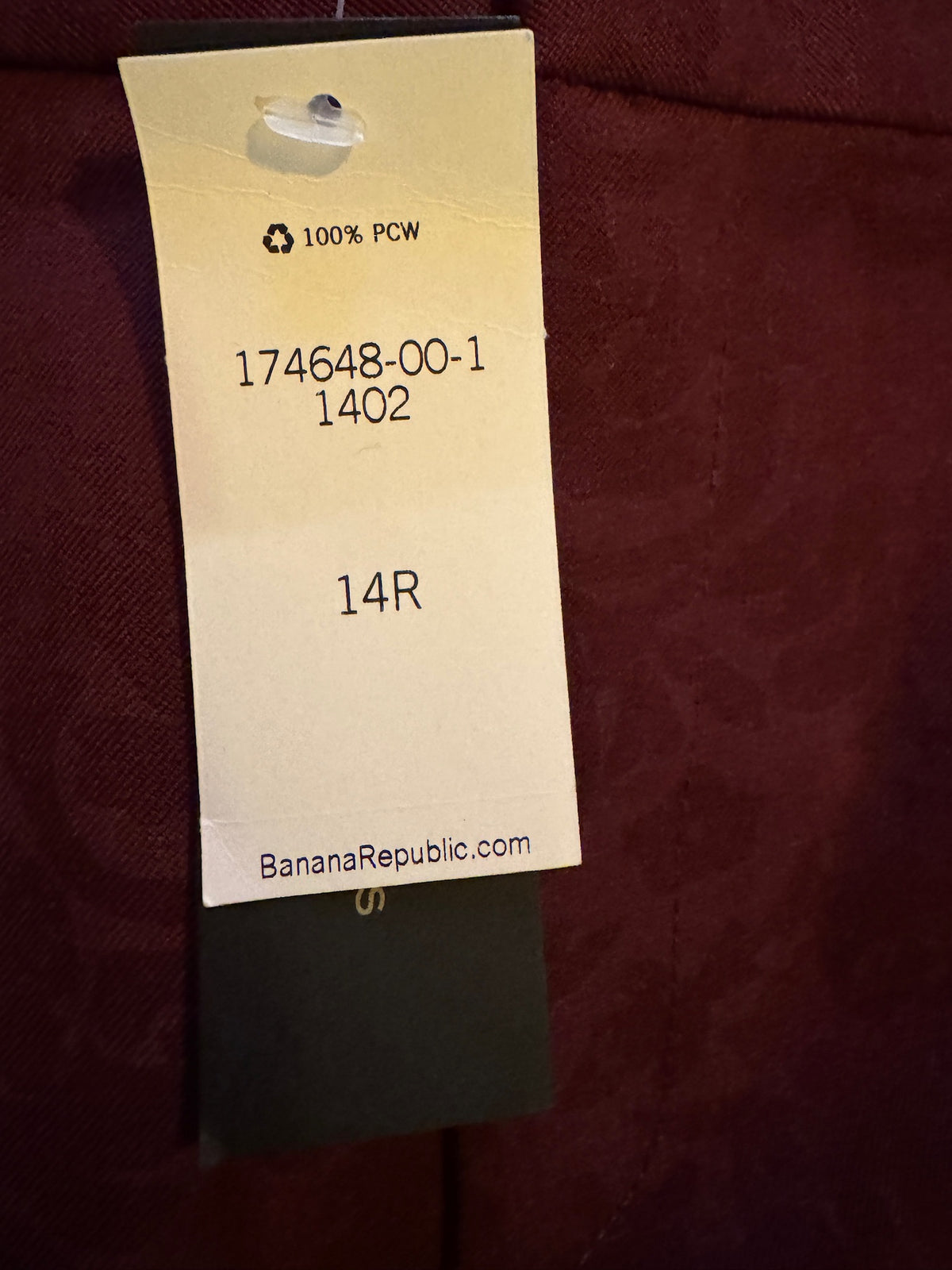 NWT Banana Republic Sloan Pants, Burgundy Tonal Damask, Size 14