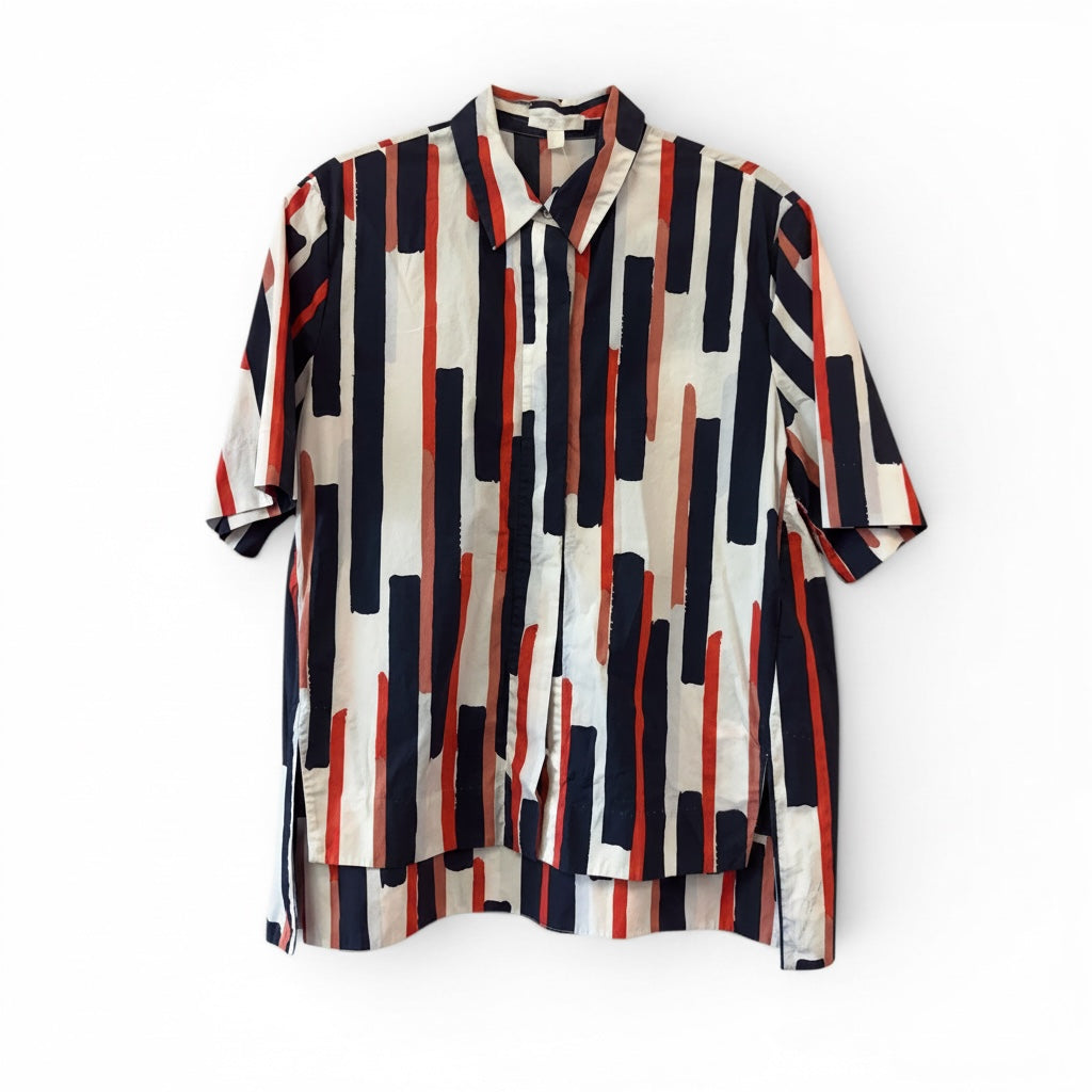 Cos Button Up Short Sleeve Top, Size 8