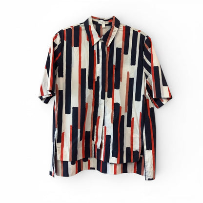 Cos Button Up Short Sleeve Top, Size 8