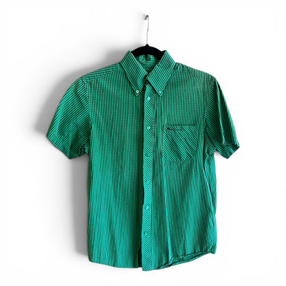 Ben Sherman Green Check Plaid Short Sleeve Shirt, size s