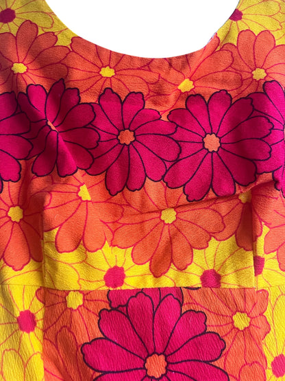 True Vintage 60s Bright, Floral Hawaiian Dress, Size