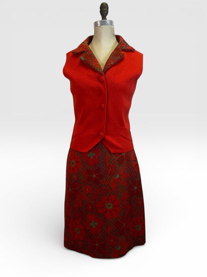 Vintage Sears 2-Piece Wool Vest+Skirt Set, size s