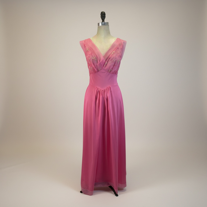 Vintage 60’s Glam Long Pink Nightgown, size small