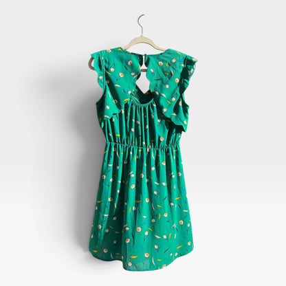 41 Hawthorn Midnight Scallop Detail Floral Tulip Dress in Green, Size MP