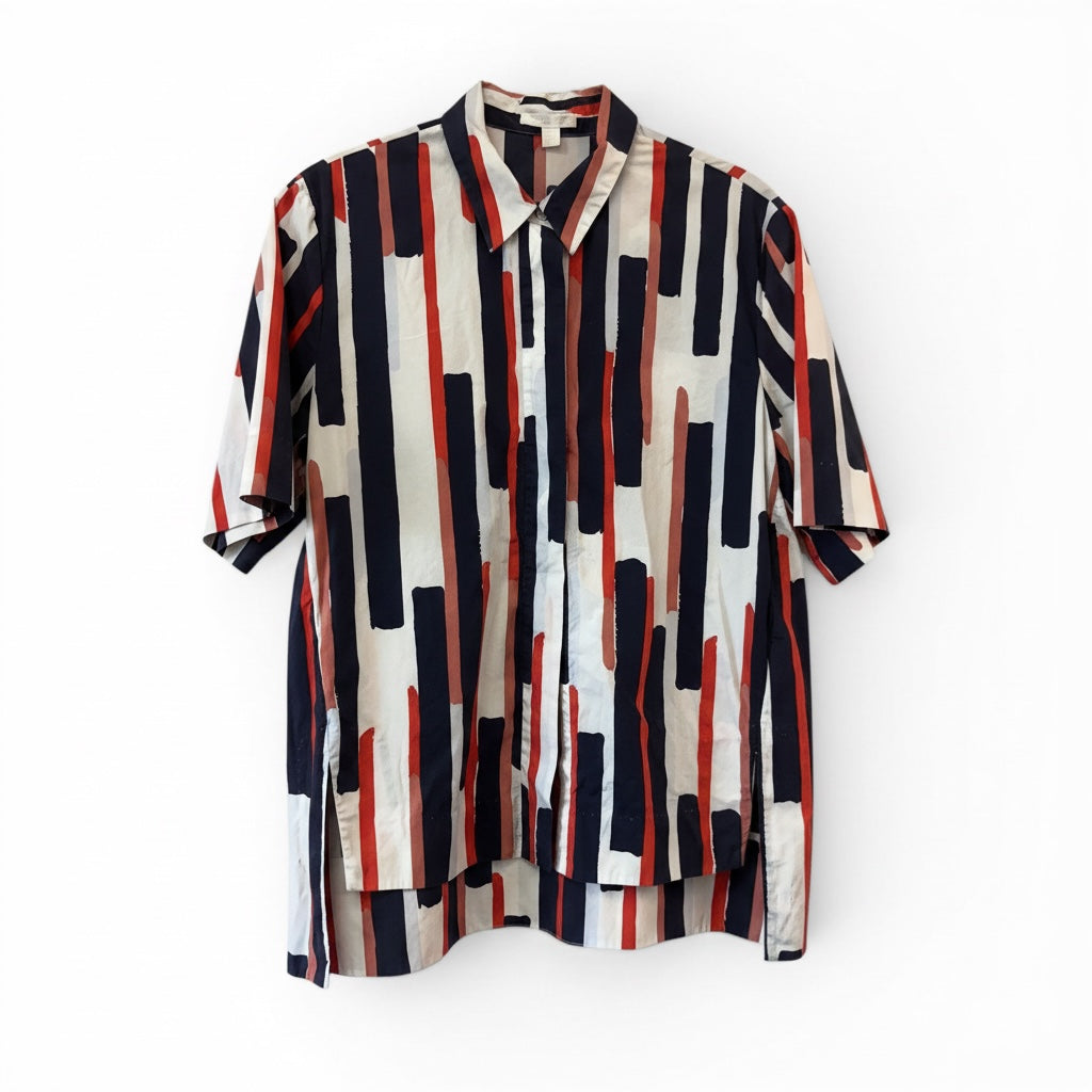 Cos Button Up Short Sleeve Top, Size 8