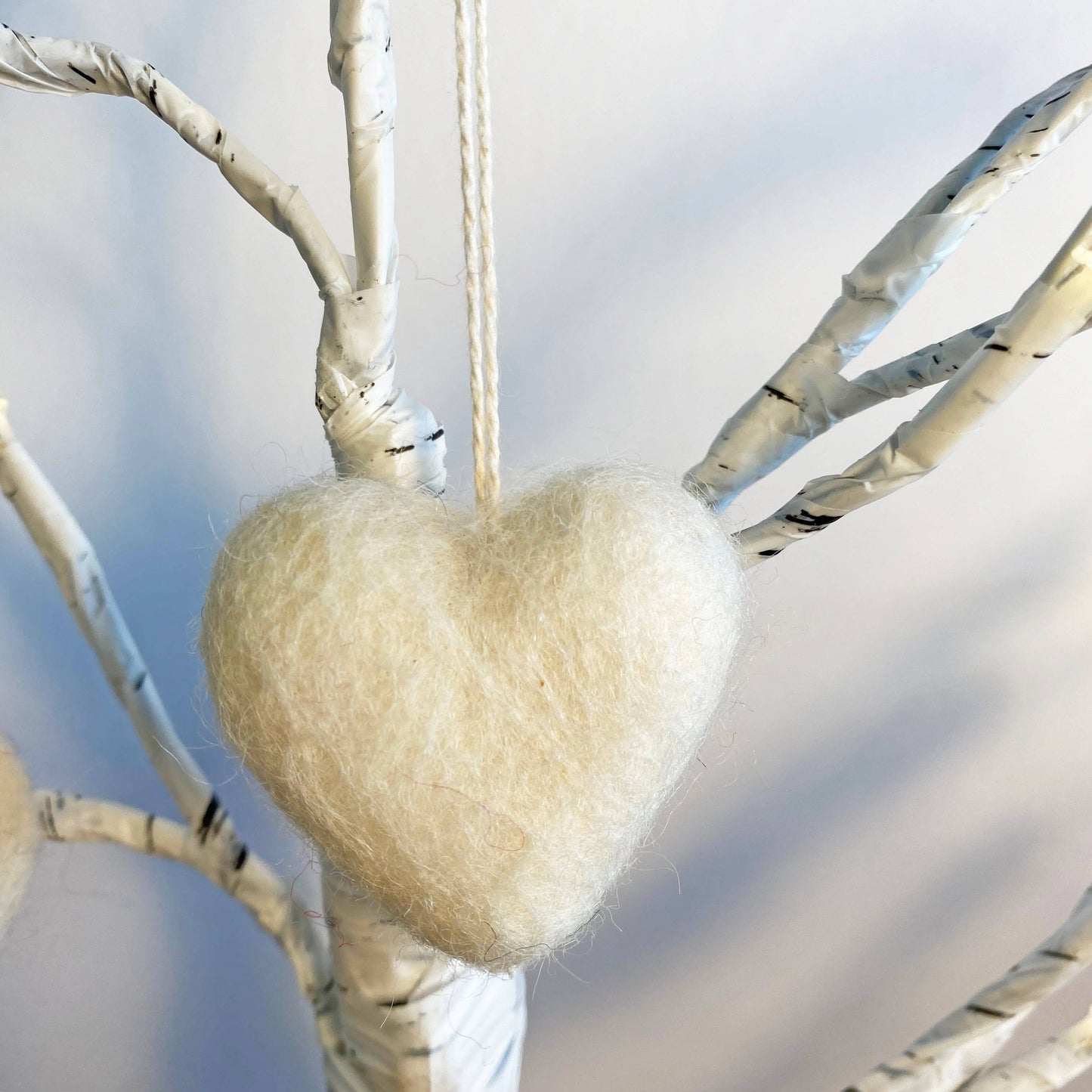 Felt Heart Ornament Singles Fresh Cream