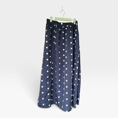 High-Waisted Taffeta Midi Skirt in Navy Dots from "The Occasion by Old Navy" Size MT