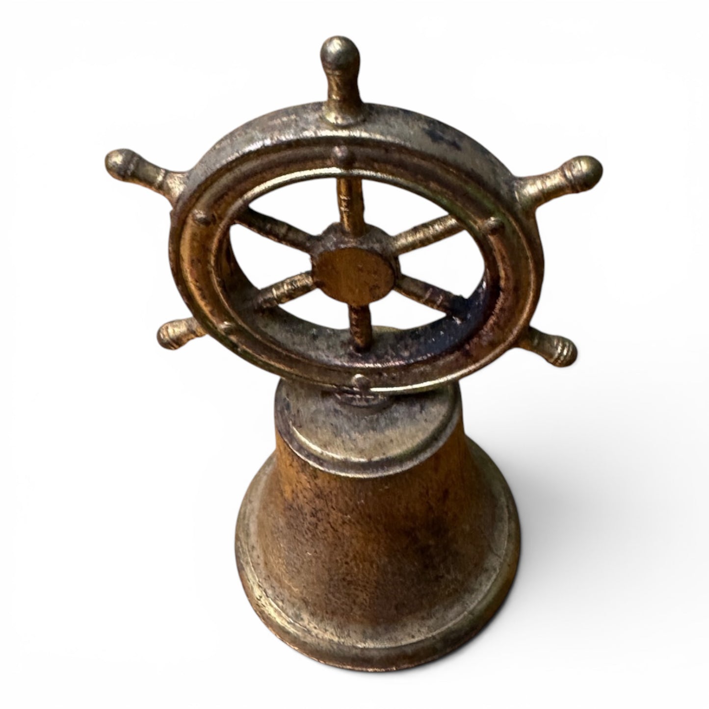 Petite Nautical Ship’s Wheel Brass Bell