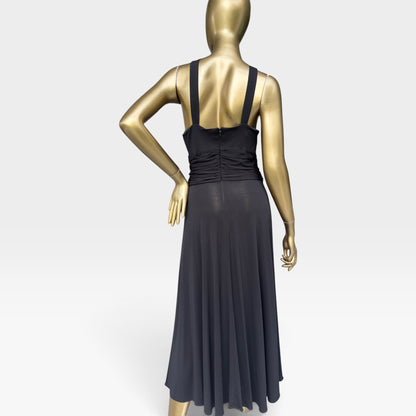 Anne Klein Dress Black Halter Neck Midi Dress, Size 6