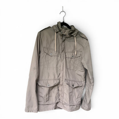 H&M Divided Men’s M-65 Military Field Jacket Hooded Utility Coat Beige Small
